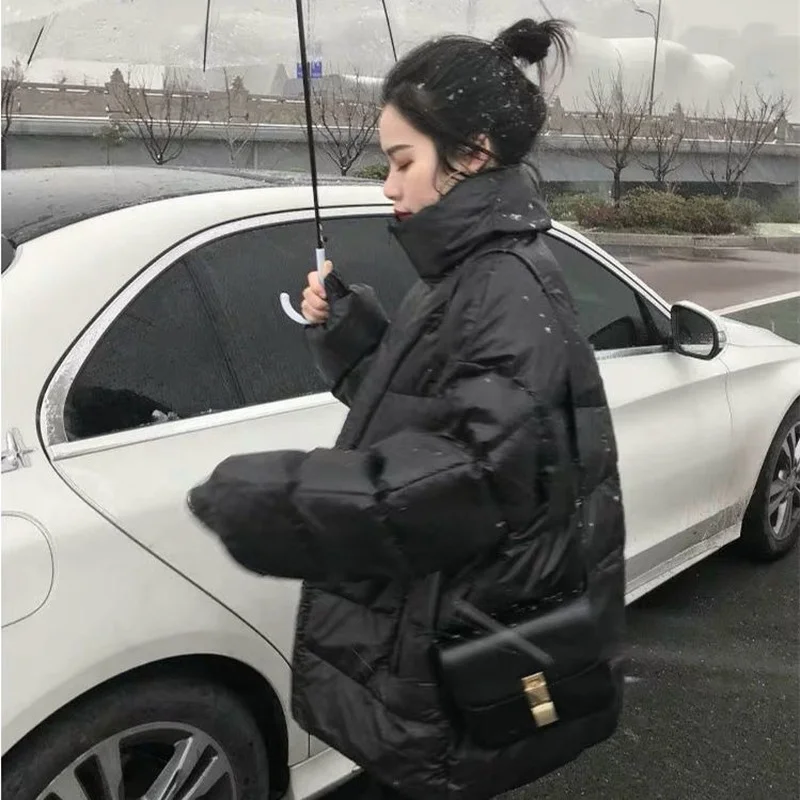 Plus Velvet Thick Warm Down Jacket Autumn and Winter New Style Lazy Wind Loose Simple Wild Long-sleeved Short Cotton Coat