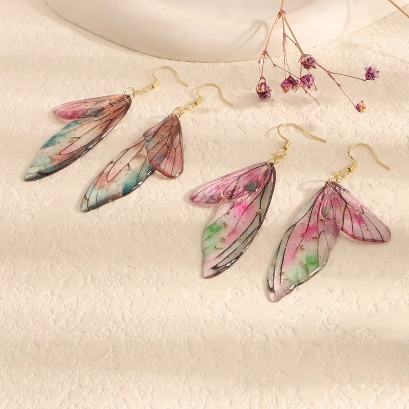 Minar Fantasy градиент цвета смолы двойные крылья бабочки длинные висячие серьги для