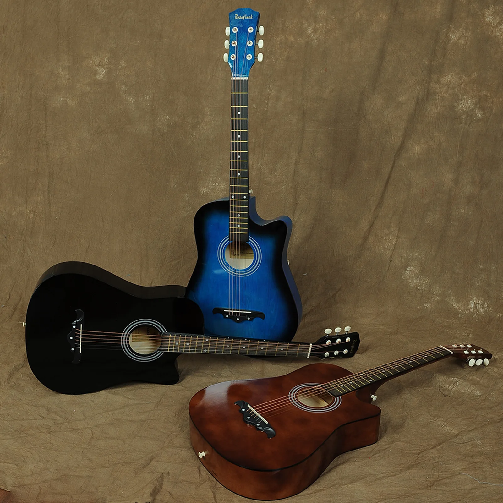 

38 Inch Acoustic Guitar Body Machines Folk Guitar Beginners 6 Strings Basswood Sets Black Wood Brown Guitar Instruments