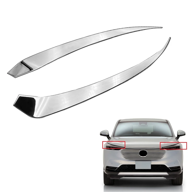 

For Honda HRV HR-V Vezel 2021 2022 ABS Chrome Front Headlight Lamp Cover Garnish Strip Eyebrow Cover Trim