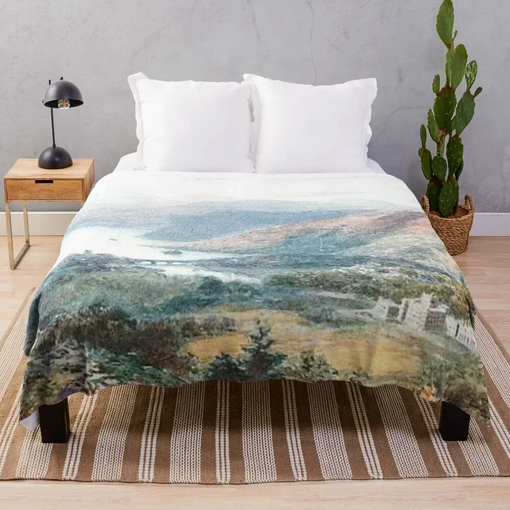 Винтажное одеяло с изображением замка Лох Тей и Тейморта плед на диване кровать