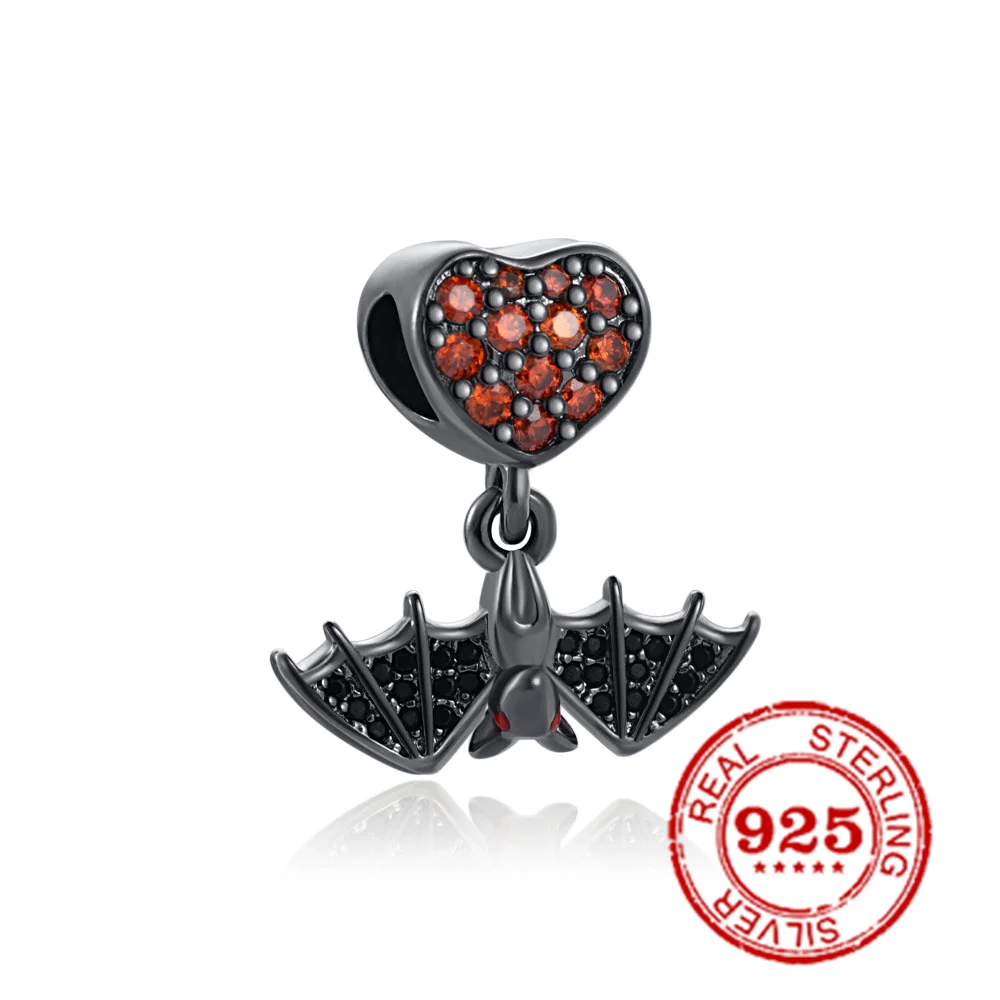 Новинка оригинальные бусины из серебра 925 пробы в виде чёрной кошки мрачного