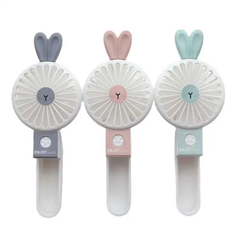 

Summer Cute Rabbit Hand Held Fold Portable Mini Fan Handheld USB Chargeable Desktop Fans Summer Cooler For Outdoor Travel Office