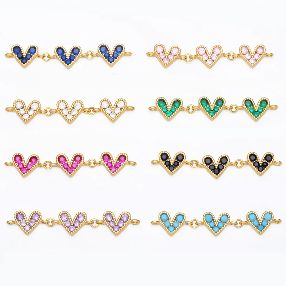 

OCESRIO Multicolor Heart Pendants for Necklace Gold Plated Cubic Zironia Copper Heart Bar Charm for Jewelry Making pdta740