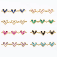 ocesrio multicolor heart pendants for necklace gold plated cubic zironia copper heart bar charm for jewelry making pdta740