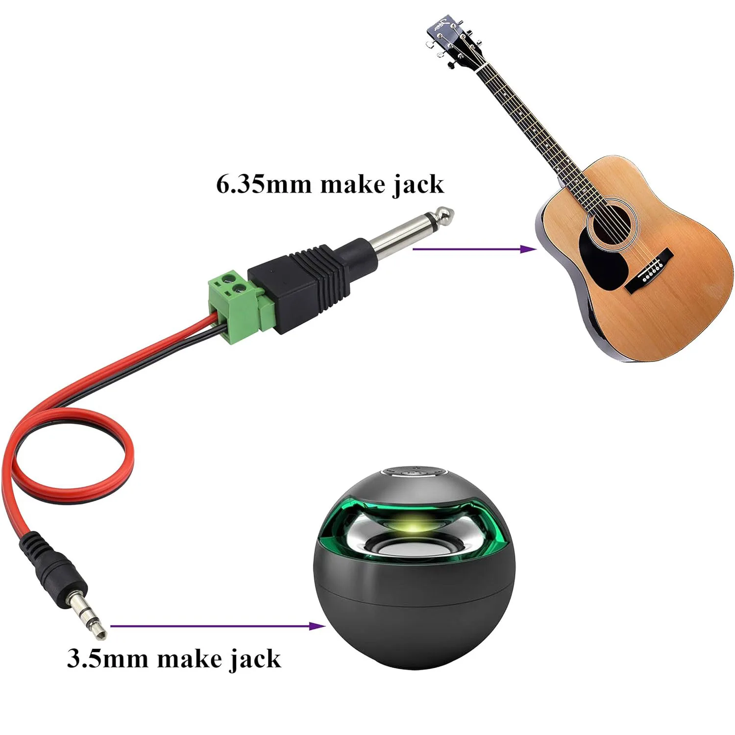 1 шт. 6 35 мм 1/4 &quotмоно TS штекер к AV винт видео балун клемм адаптер болт микрофон