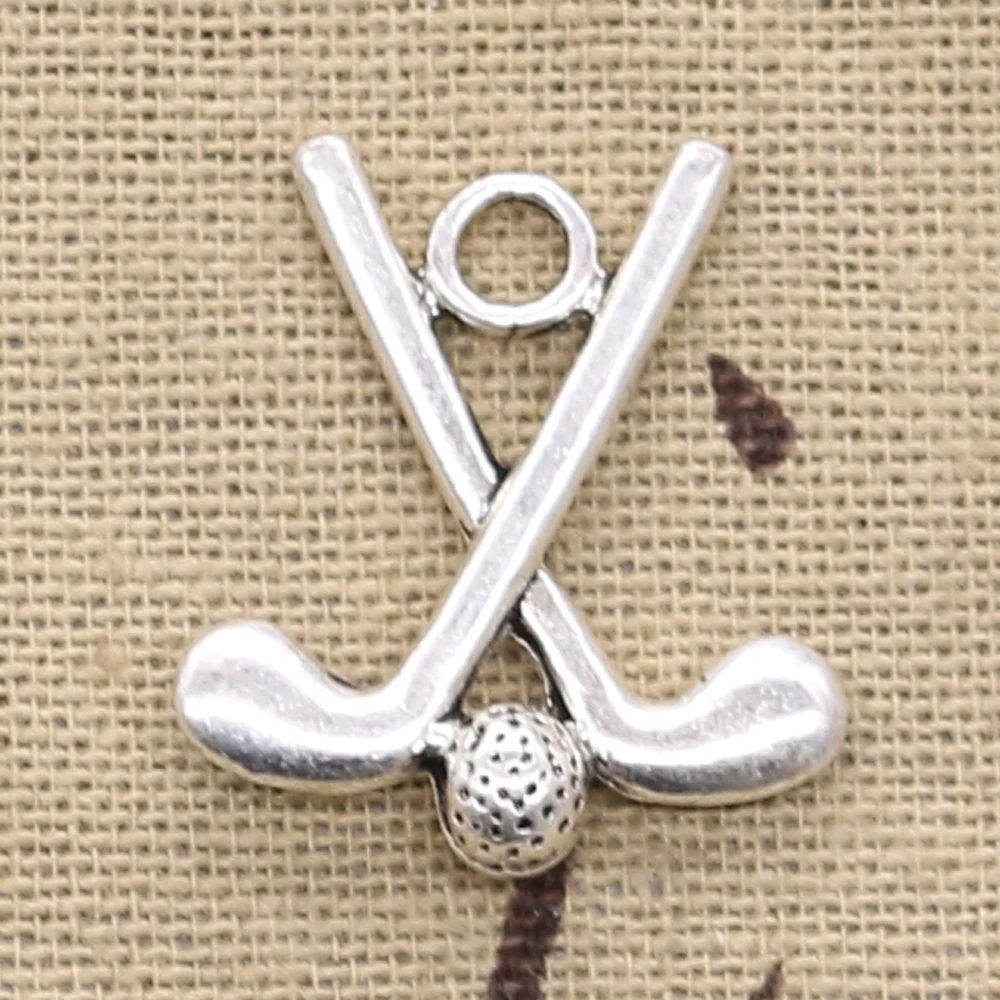 

8pcs Charms Hockey Stick Club 25x22mm Antique Silver Color Pendants Making DIY Handmade Tibetan Finding Jewelry