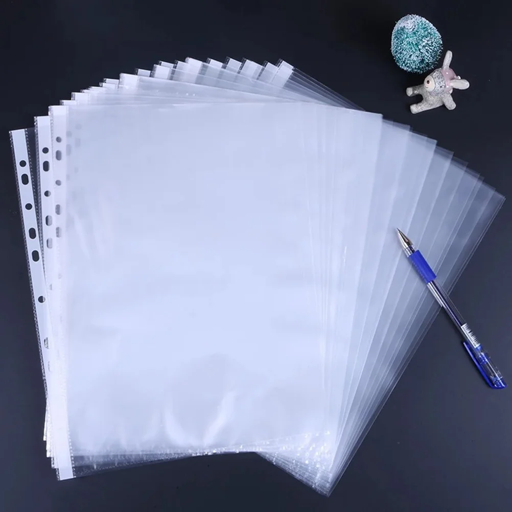 

200pcs Sheet Protectors 11 Pouched Hole Clear Acid Free Environmentally Friendly File Protector for Office Worker