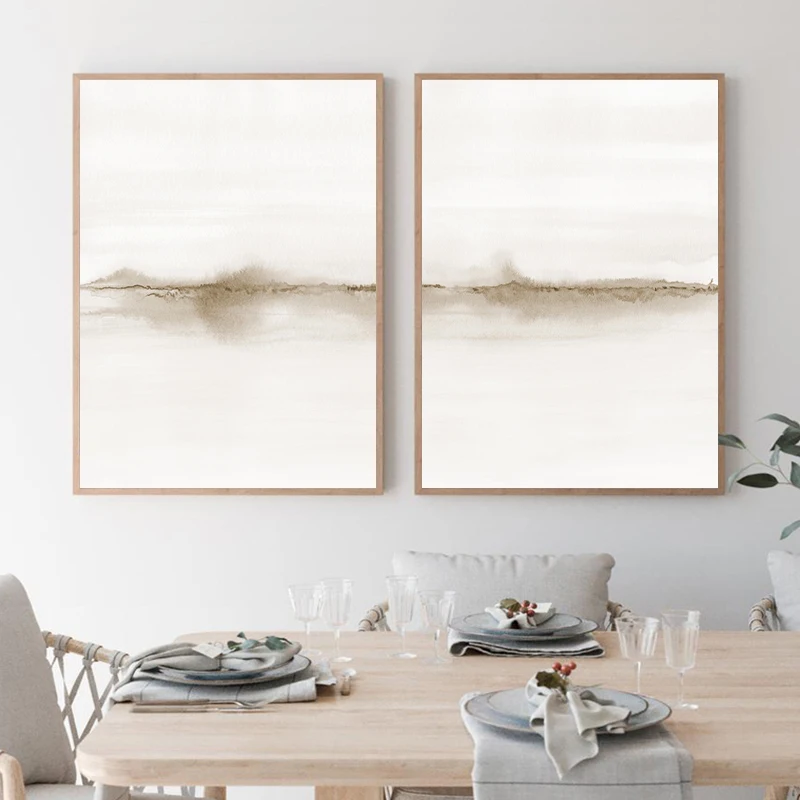 

Abstract Neutral Landscape Painting Canvas Posters and Prints Minimalist Wall Art Pictures Living Room Bedroom Decor Mural