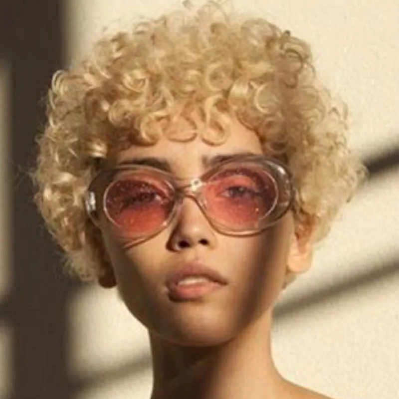 

Sunglasses Women Vintage Oval Glasses Glitter Lenses Eyewear for Men Brand Designer Candy Red Pink Yellow Sunglass
