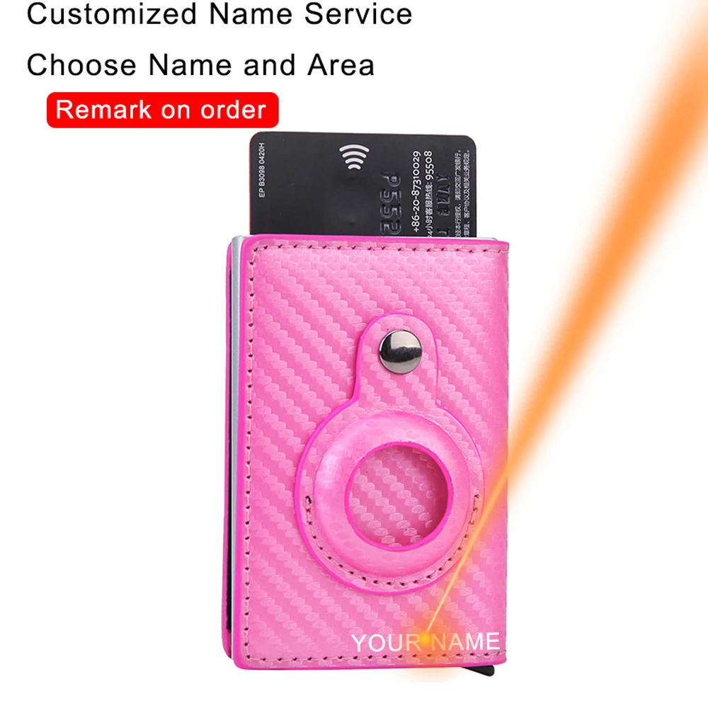 For Apple Airtag Card Holder Wallet Cover Men Carbon Fiber ID Credit Card Holder Rfid Slim Airtag Slide Wallet Cardholder Purse