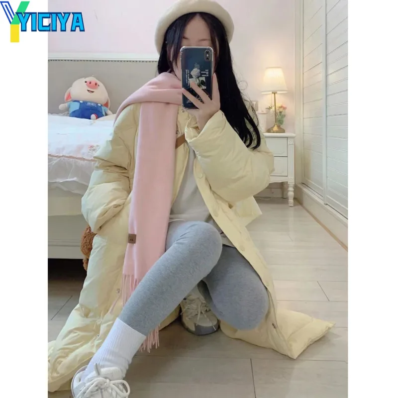YICIYA Bomber Woman Long Thicken Down Coat Women Oversize Warm Parkas Winter 2022 Long Sleeves Coats Windbreaker Jackets Bombers