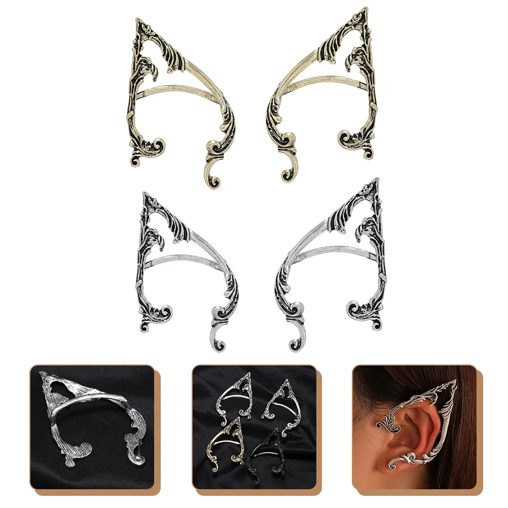 

2 Pairs Elf Ear Cuffs Ear Clip Clip on Earrings Ear Jewelries for Girls