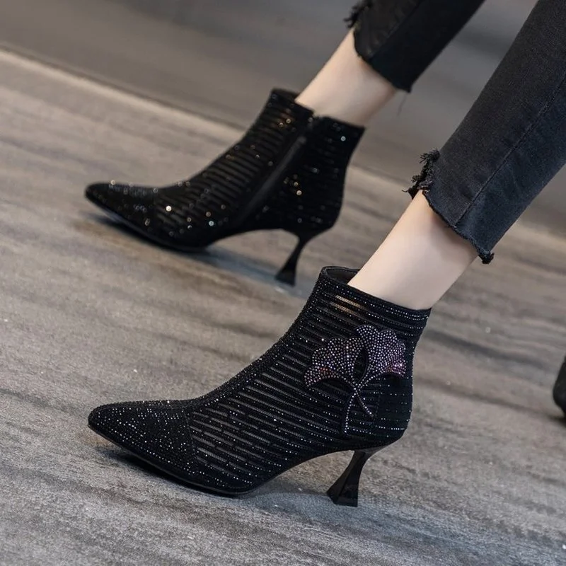 

2022 New Winter Autumn Zipper Breathable Fashion Boots Women High Heels Sock Boots Ankle Designer Sexy Party Dress Chelsea Shoes