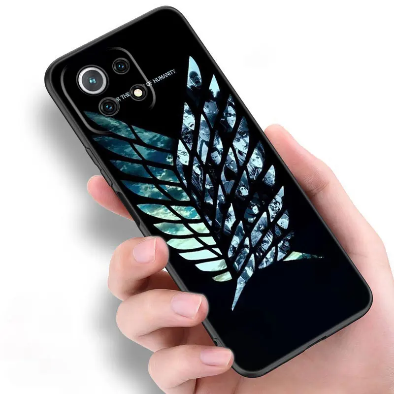anime attack on titan logo phone case for xiaomi mi poco x3 nfc gt m4 m3 12 11t 10t pro a3 11 lite ne 5g 12x 11i f3 black cover free global shipping