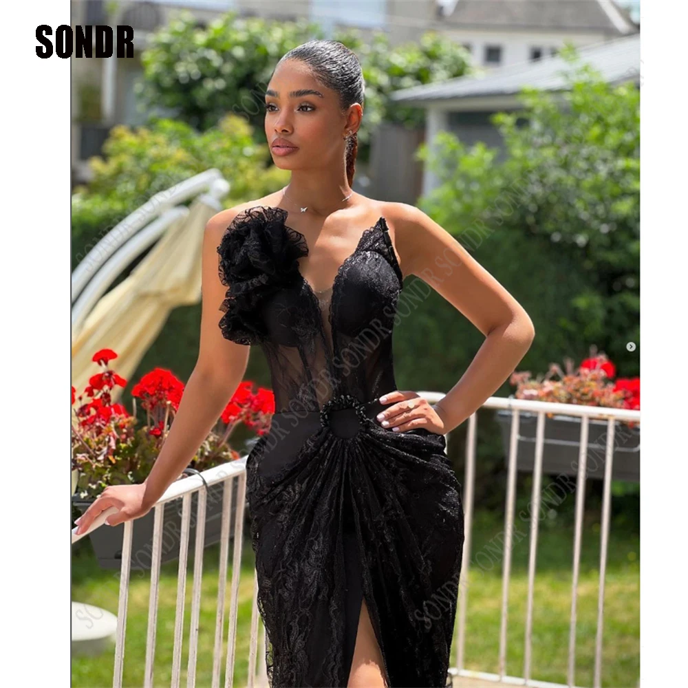 

SONDR Sexy Lace Prom Dresses Sleevless Sweetheart Side Slit Cocktail Evening Dress Tulle Formal Party Night Gowns Vestidos