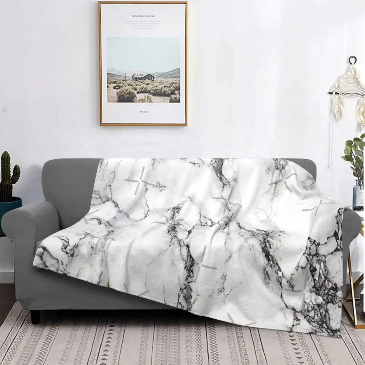 

Manta de mármol blanco para cama, manta a cuadros de Anime, Sudadera con capucha