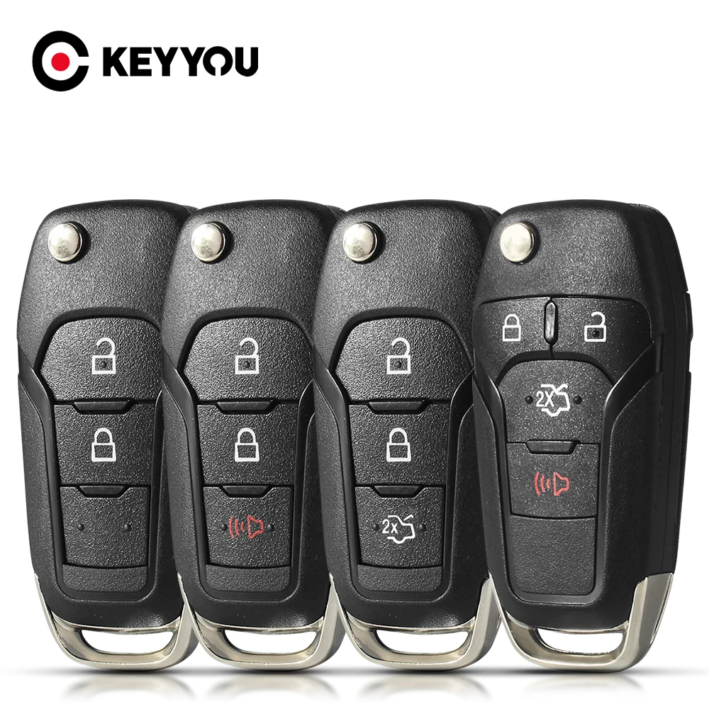 

KEYYOU 2/3/4 Buttons Flip Folding Remote Car Key Shell Case Fob For Ford Focus Fusion Mk2 Mk7 Explorer Ranger HU101 Blade