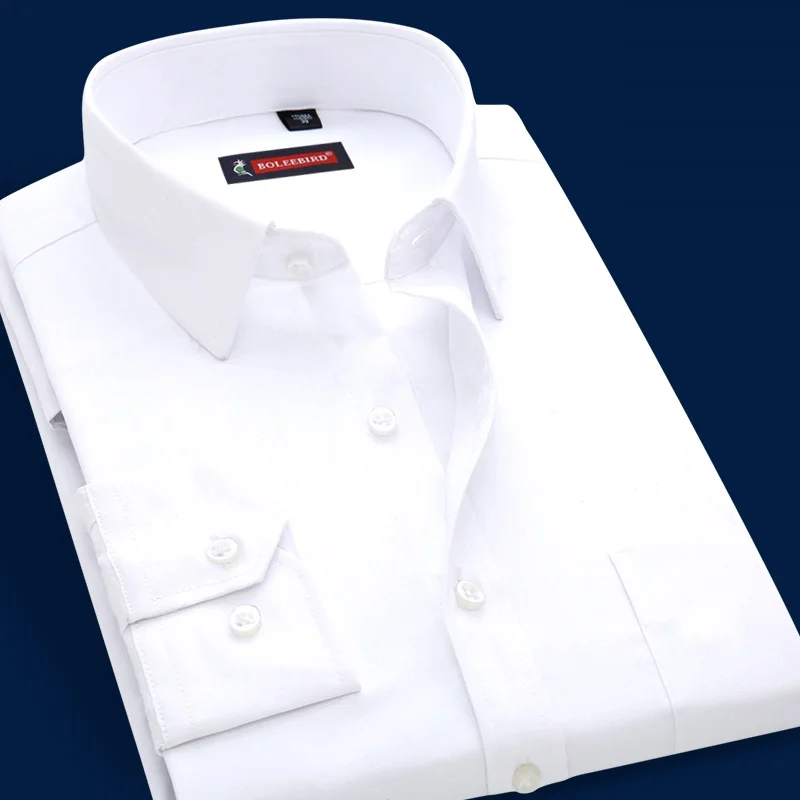 Camisa blanca de manga larga para hombre, ropa informal de negocios de marca, ropa clásica de ocupación de negocios, talla grande, azul