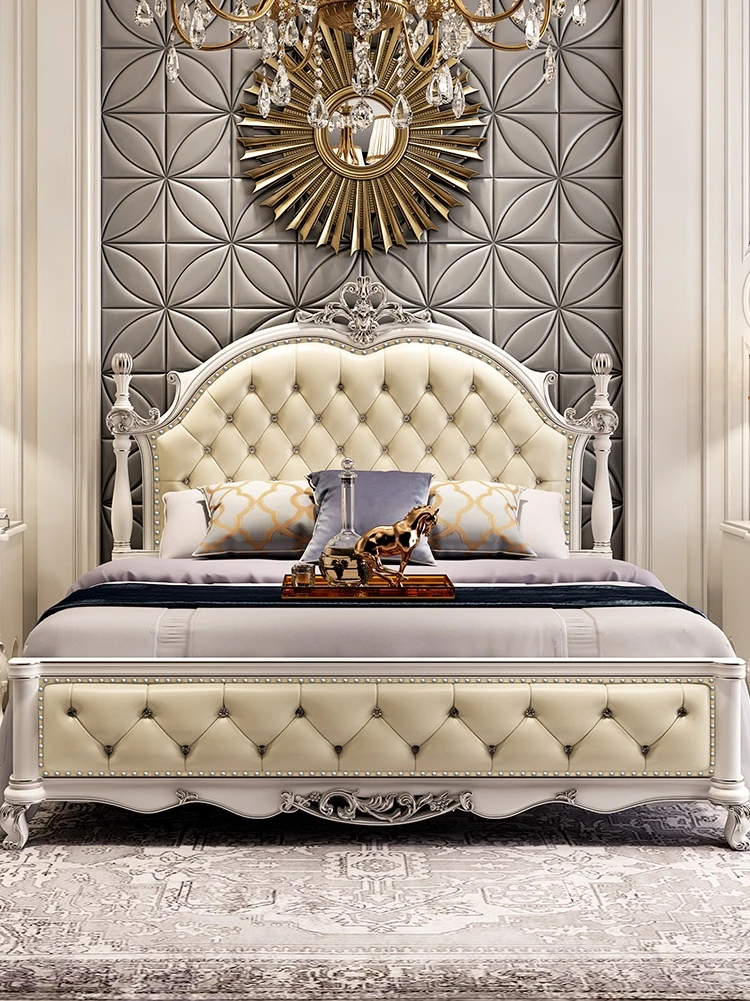 

Современная простая Свадебная кровать для хозяйской спальни с двойной принцессой из цельной древесины в европейском скандинавском и американском стиле
