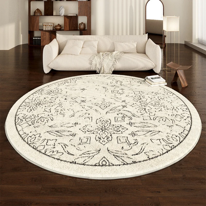 

Thickened round large area living room carpet soft bedroom bedside French high end carpets sofa coffee table chair non slip rug