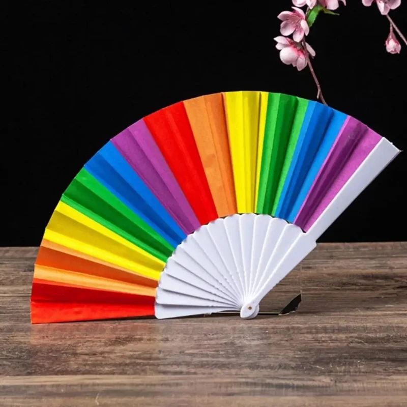 Складной Ручной Веер для танцев летний подарок веер поделки Радужный складной с