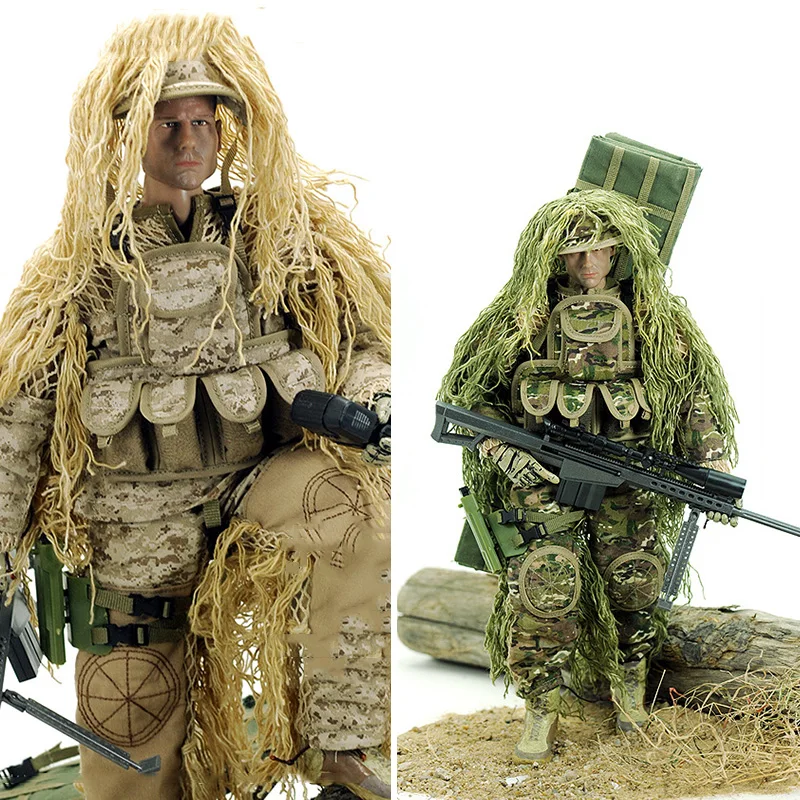 

1/6 Scale Male Soldier Clothes Set Special Forces Jungle Desert Camouflage Sniper Suit 12in Action Figure Full Set for Fans Holi