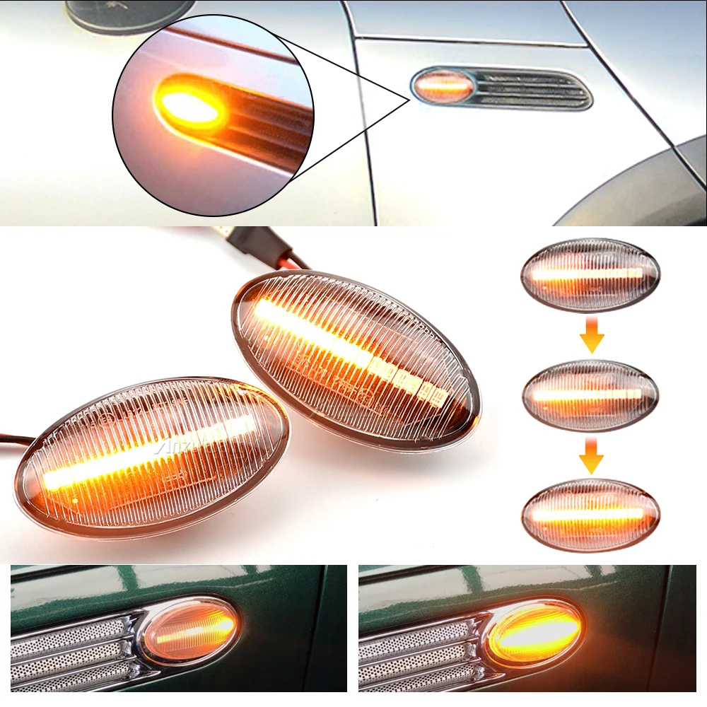 

LED Side Marker Turn Signal Light Flowing Water Repeater Indicator Dynamic Blinker For BMW MINI Cooper R50 R52 R53 2002-2008