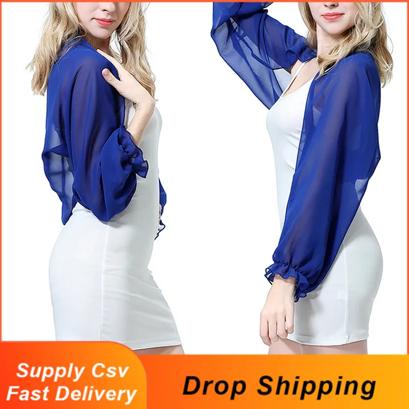 Шифоновая шаль для женщин летняя накидка на руку однотонная вождения