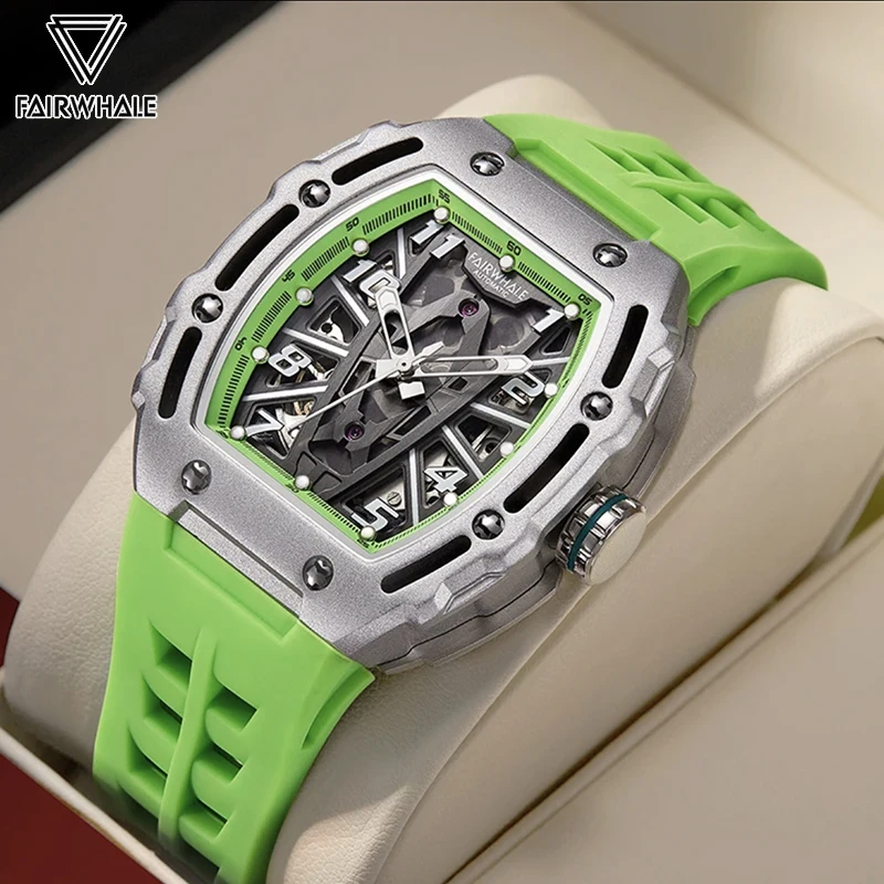 

Mark Fairwhale Tonneau Fashion Men's Mechanical Watch Clock Skeleton Automatic Wristwatch 2023 New For Men Watches Gift 6640