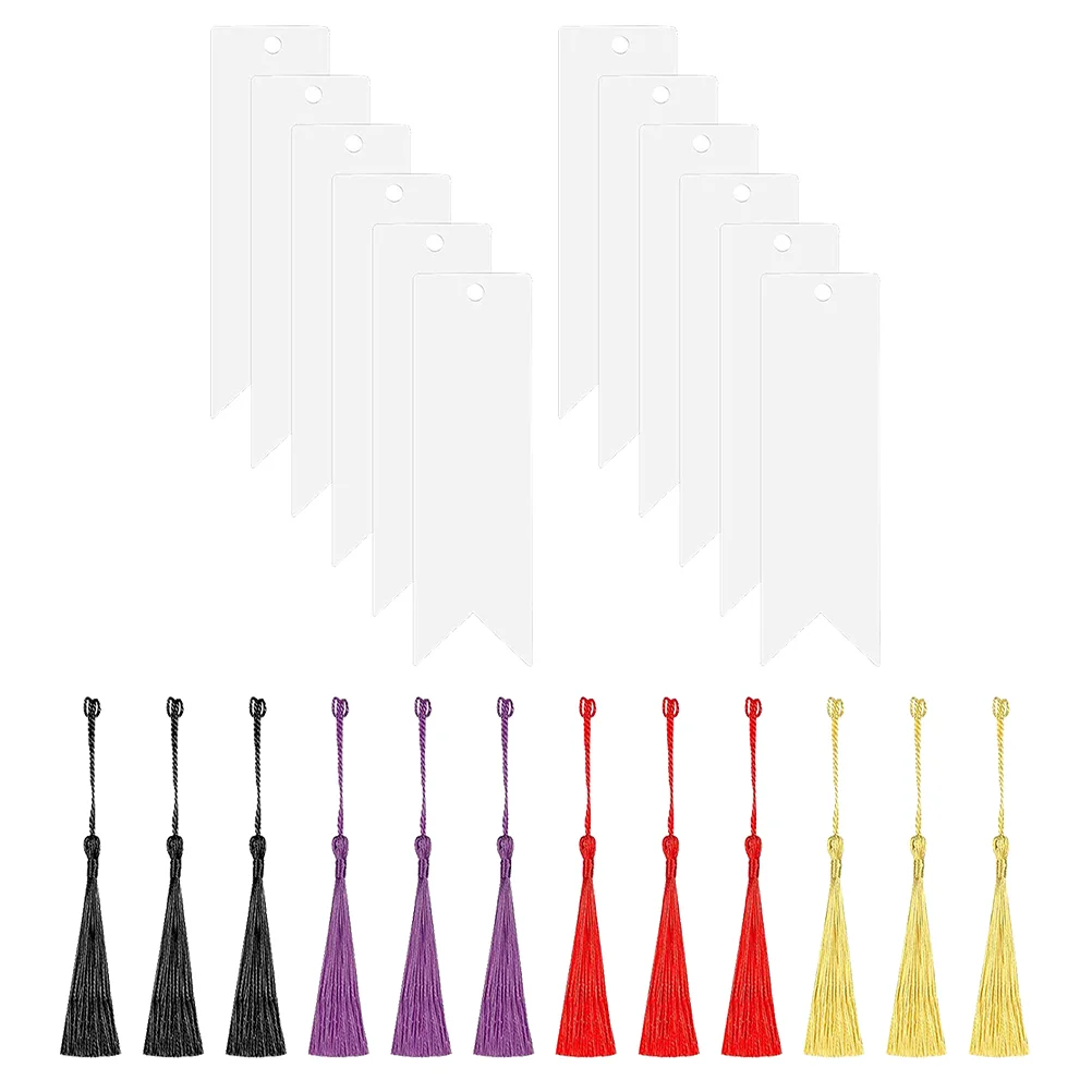 

12 Sets Tassels Pendant Blank Acrylic Bookmarks Delicate Acrylic Student Supply
