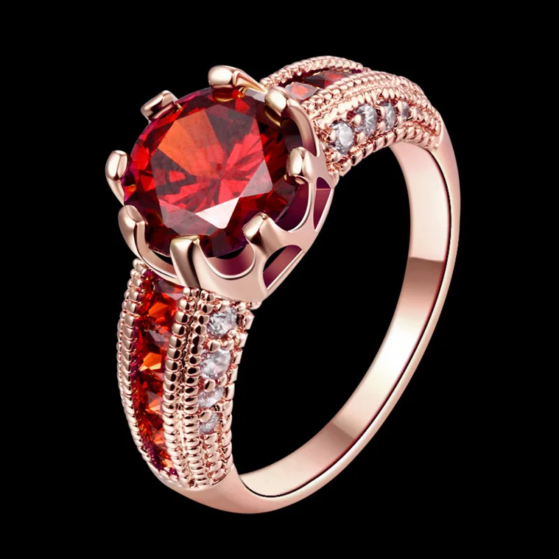 

Luxury Red Stone Ruby Rings for Females Bizuteria Wedding Engagement Ring Jewelry Bagues Pour Birthstone Anillos De Jewelry Anel