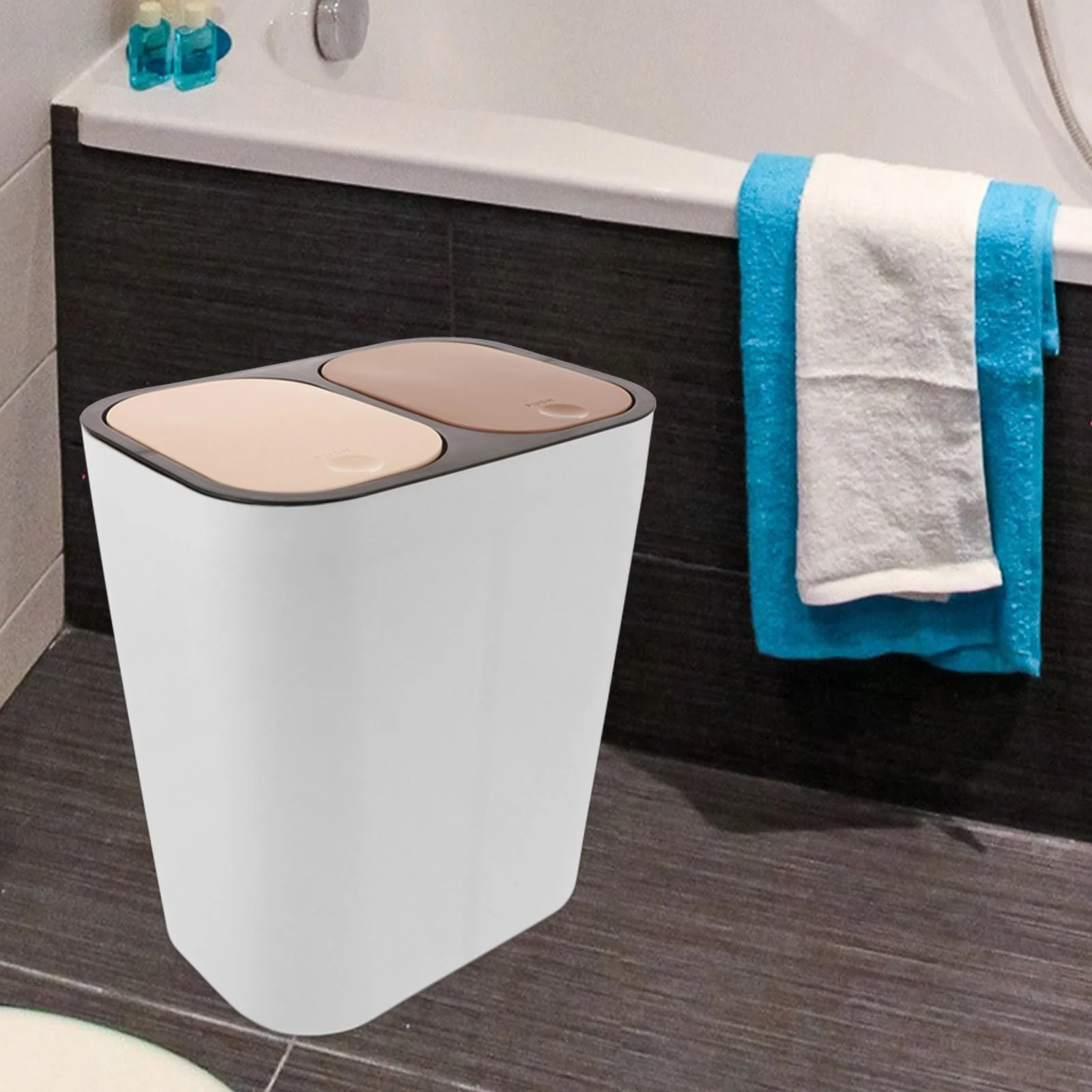 Контейнер для мусора Офисные мусорные баки ванной комнаты с пластиковым двойным