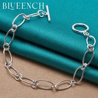 blueench 925 sterling silver paper clip chain ot buckle bracelet for women fashion personality charm jewelry