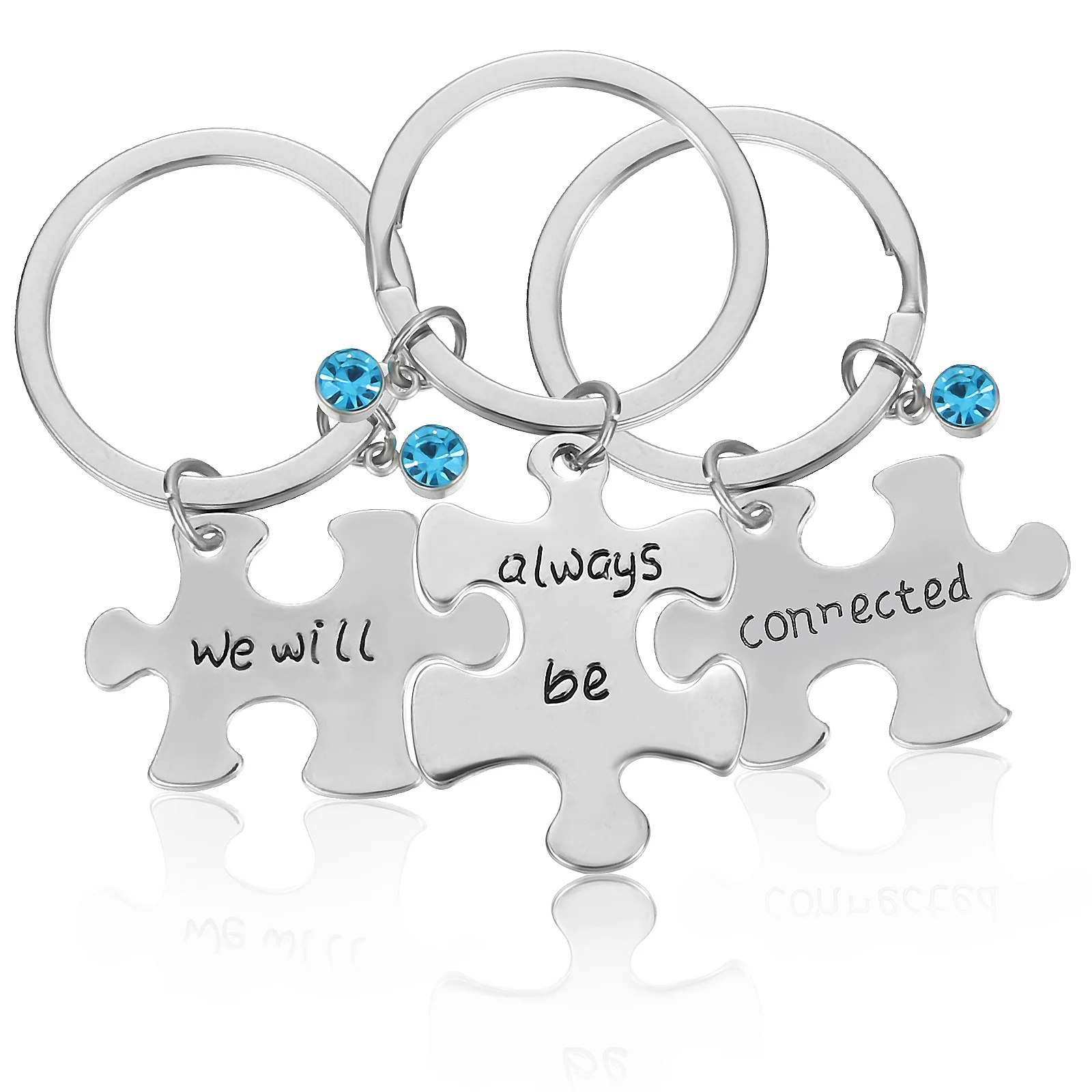 

3 Pcs Best Friends Key Ring Friendship Keychain Pendant Circle Good Holder Fashion