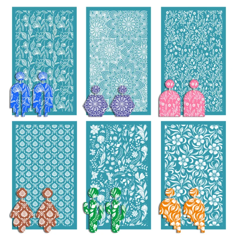 

1pc Polymer Clay Tools Silk Screen Stencils Reusable Printing on Clay for Pottery Ceramic Jewelry Earrings Making Craft Supplies