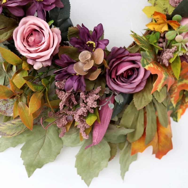 Искусственный венок из роз 21 65 дюйма реалистичный дизайн водостойкий для входной