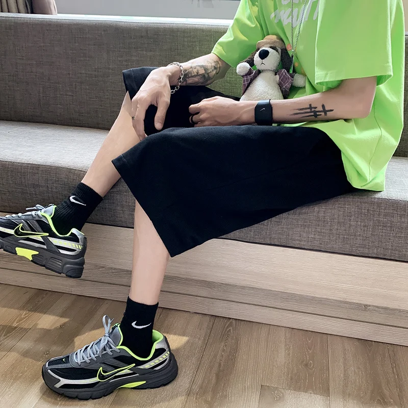 

Summer Black Grey Shorts Men Fashion Casual Drawstring Joggers Shorts Men Streetwear Loose Straight Shorts Mens Large Size M-5XL