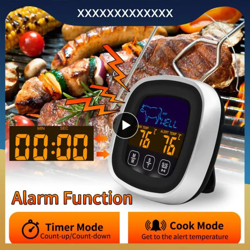 

Кухонный Термометр для гриля, светодиодный умный дисплей, цифровой кухонный умный термометр для мяса с таймером и будильником
