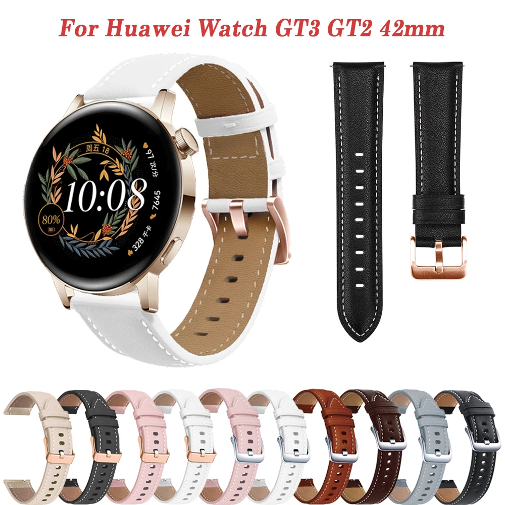 

Replacement 20mm Smart Watch Strap For Huawei Watch GT3 GT 3 Pro 43mm Wrist Band GT 2 GT2 42mm Leather Bracelet Watchband Correa