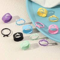 fine macaron candy dolphin rings set women hollow snake rings adjustable couples rings for girls party gift fashion punk jewelry