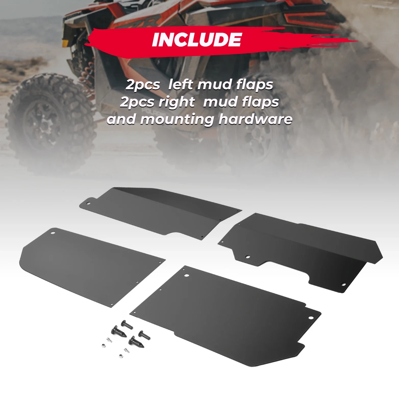 UTV комплект задних мудов для крыльев совместимые с Polaris RZR Pro R / TURBO 2022-2023 2/4 сидений