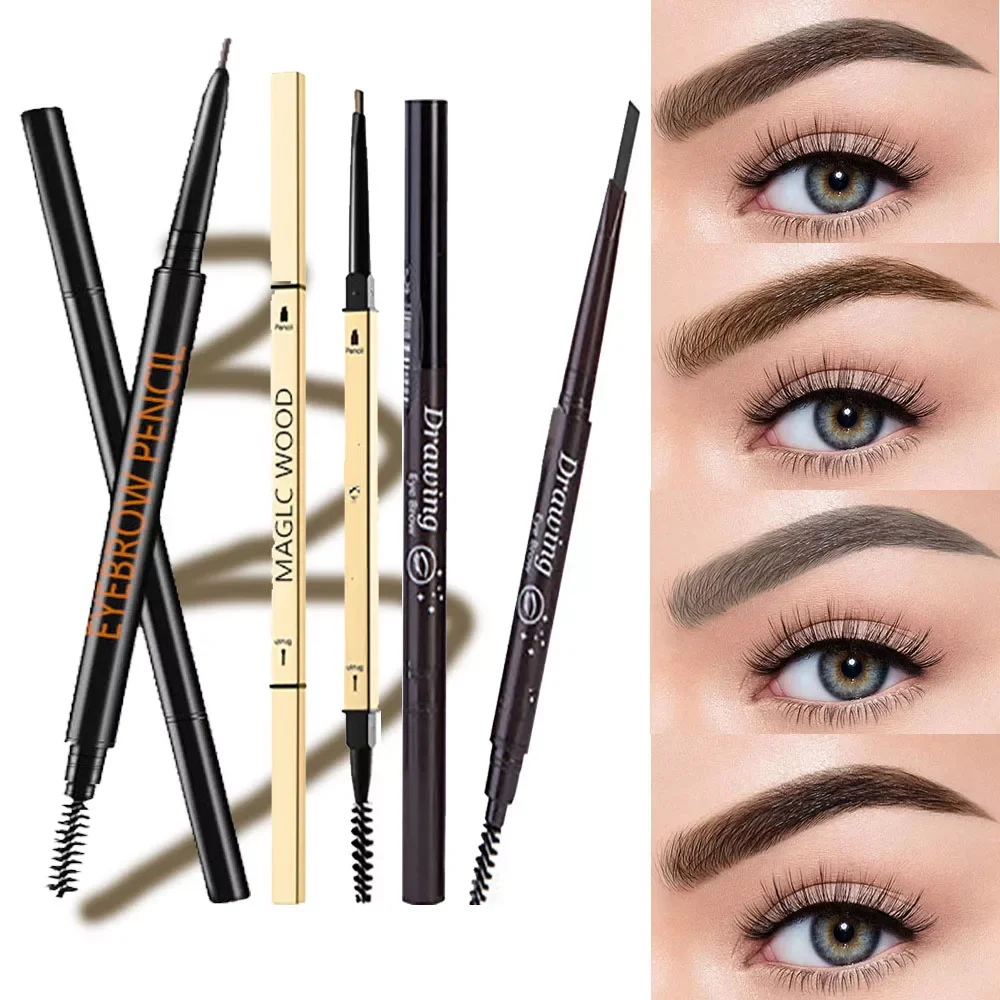 

2023NEW Eyelash brush Eyebrow Pen Waterproof Fork Tip Eyebrow Tattoo Pencil Lasting Professional Fine Sketch Liquid Eye Brow Pen
