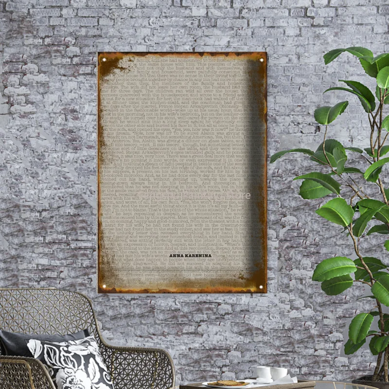 Анна Каренина Книга Текст Оловянная Вывеска Винтаж Металлическая Плакат для