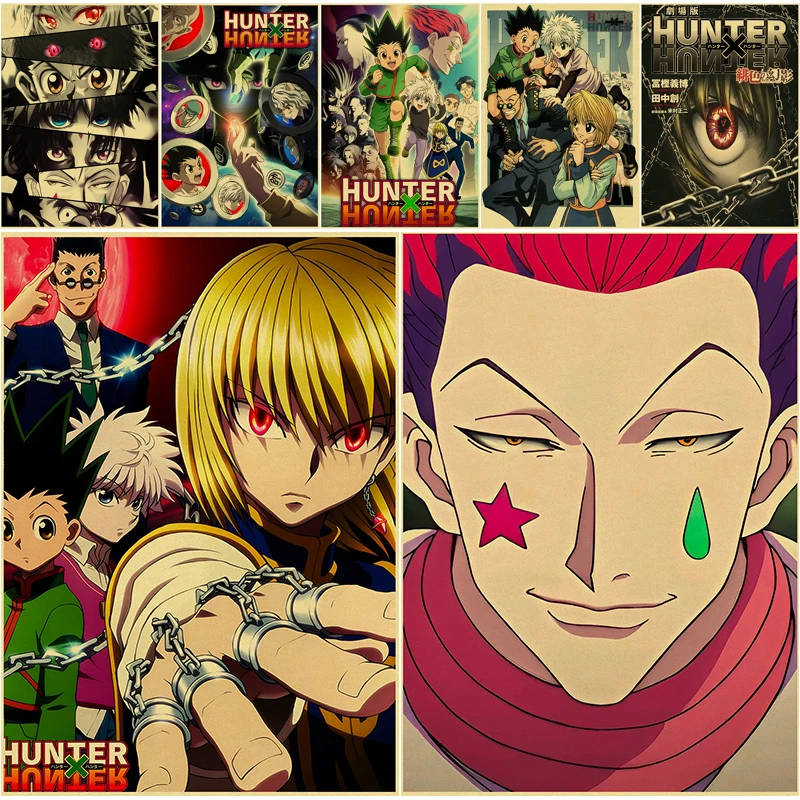 Плакаты Hunter X Hunter, постеры для манги, аниме, Ретро плакат, принты Hisoka из крафт-бумаги, винтажный Декор для дома и комнаты, эстетическое искусство, настенная живопись