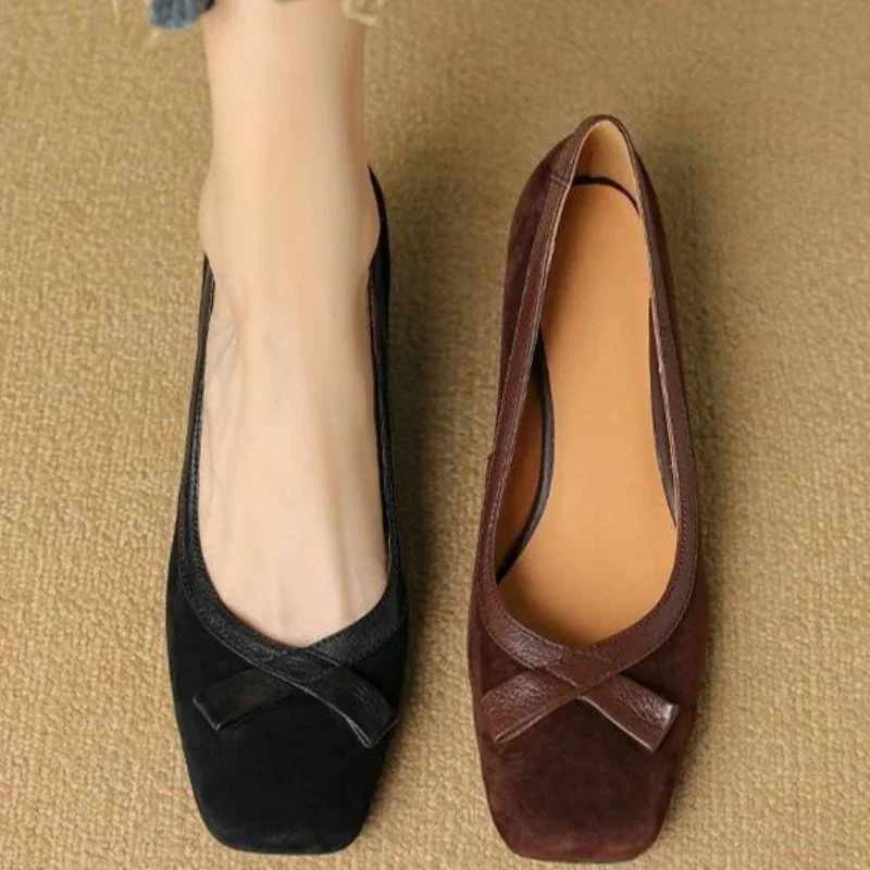 Женская обувь замшевая кожаная для женщин женские туфли-лодочки на массивном