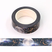 new 1 pc decorative gold foil stars and moon night washi tape planner adhesive masking tape vintage washi tape
