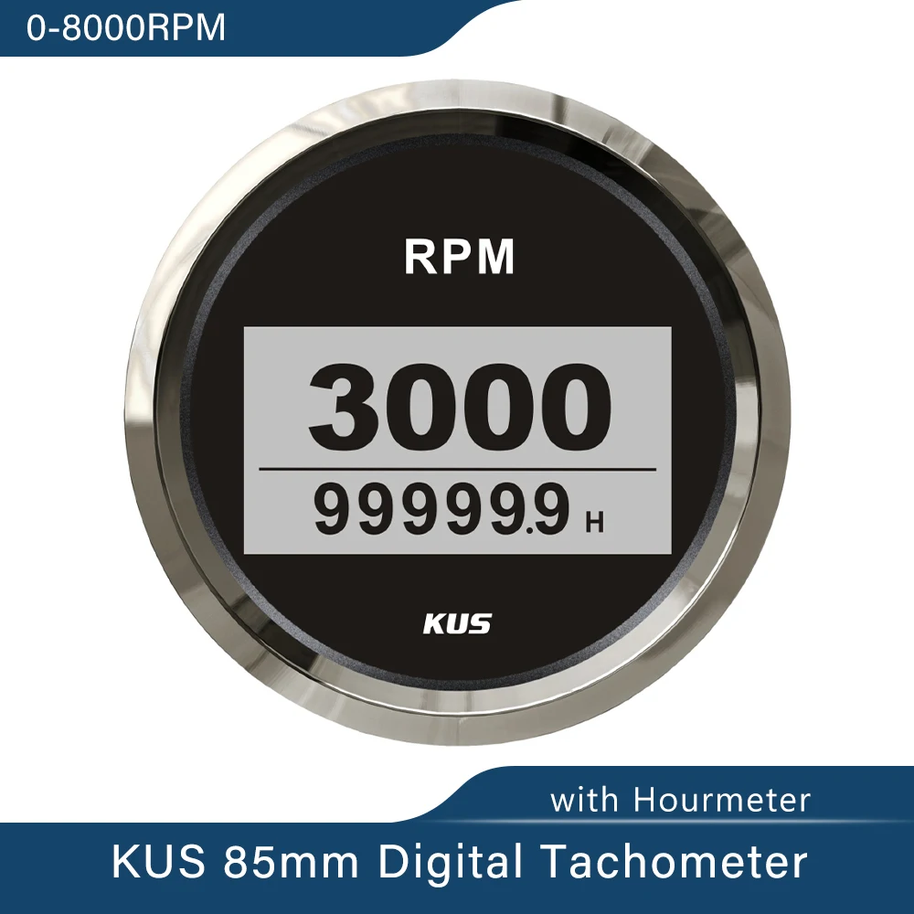KUS 3 3/8 дюйма двигатель генератор Тахометр комплект счетчик оборотов для автомобиля Грузовик Лодка Тахометр Датчик с часовым счетчиком Водонепроницаемый 12В 24В