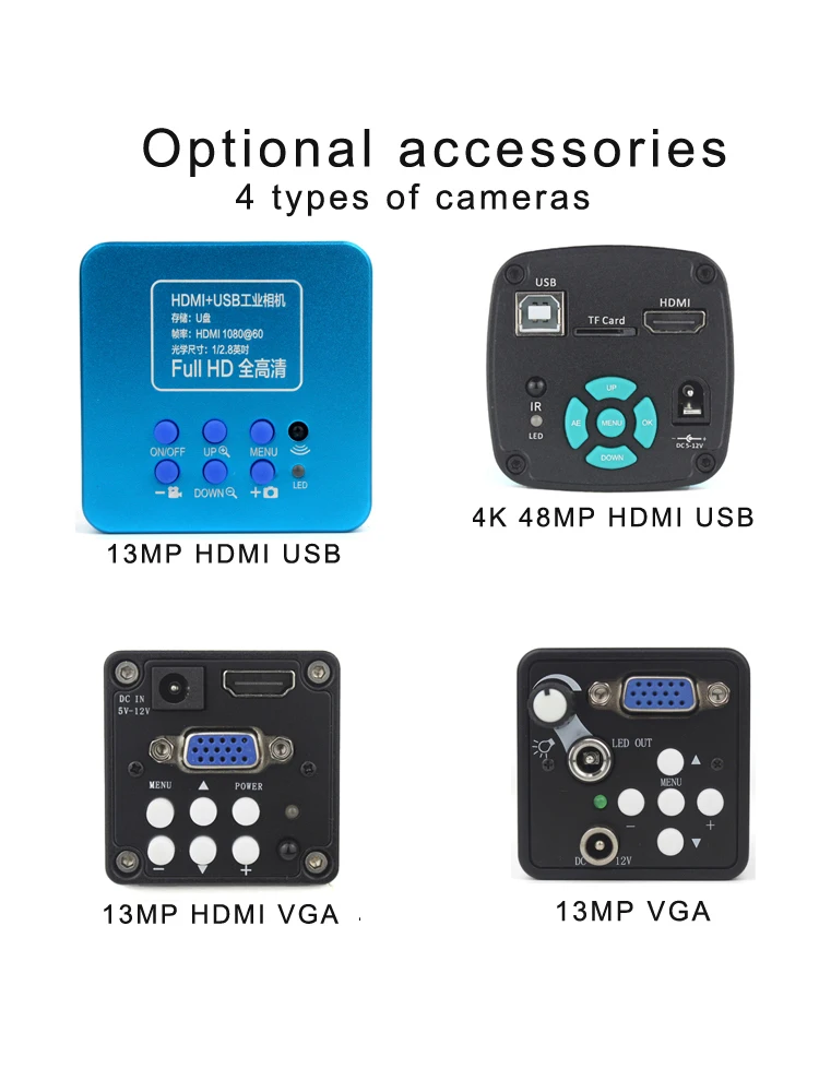 Промышленный Цифровой видеомикроскоп 48 МП 4K 2K HDMI VGA камера Монокуляр 120X 180X 300X зум