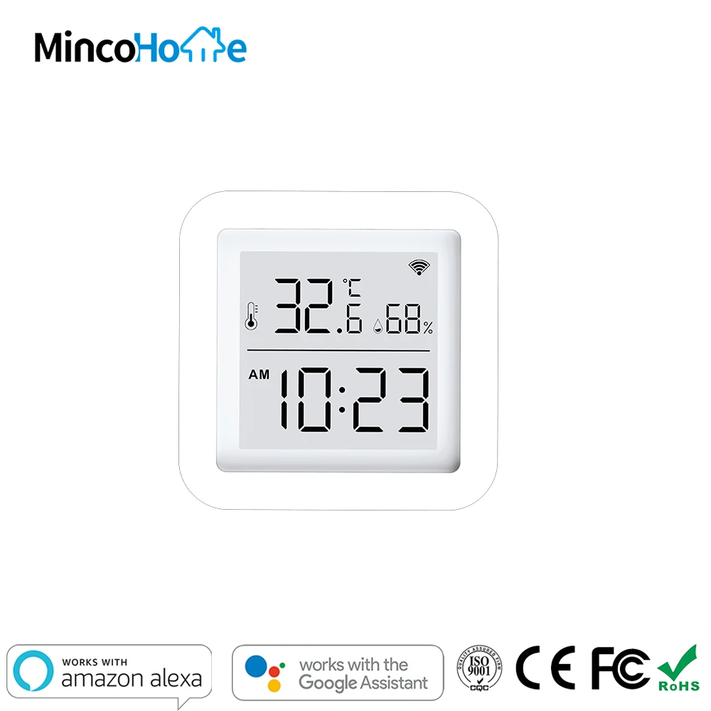 

Temperature Humidity Detector Tuya WIFI Thermometer Display Support Alexa Google Assistant with Clock Tuya Smart App Control
